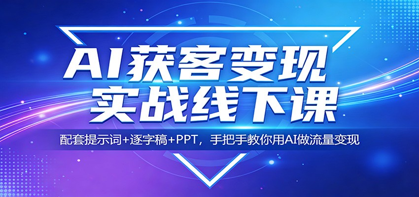 AI获客变现实战线下课:配套提示词+逐字稿+PPT,手把手教你用AI做流量变现-赚赚小目标云网创