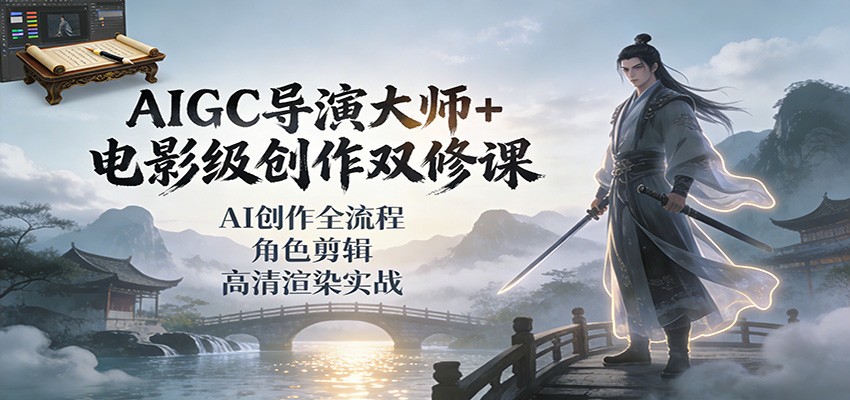 AIGC导演大师+电影级创作双修课：AI创作全流程、角色剪辑、高清渲染实战-小目标云网创