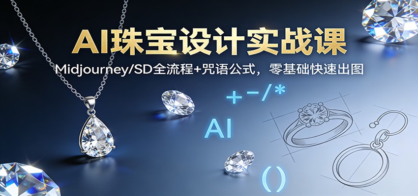 AI珠宝设计实战课：Midjourney/SD全流程+咒语公式，零基础快速出图-赚赚小目标云网赚