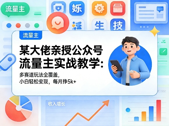 某大佬亲授公众号流量主实战教学:多赛道玩法全覆盖,小白轻松变现,每月多挣5k+-赚赚小目标云网创