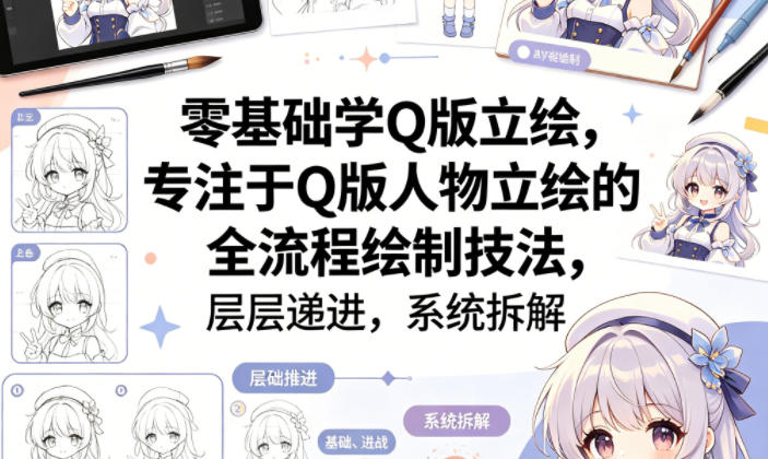 零基础学Q版立绘，专注于Q版人物立绘的全流程绘制技法，层层递进，系统拆解-赚赚小目标云网创