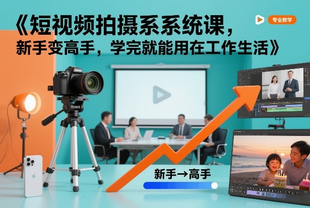 短视频拍摄系统课，新手变高手，学完就能用在工作生活-赚赚目标云网创