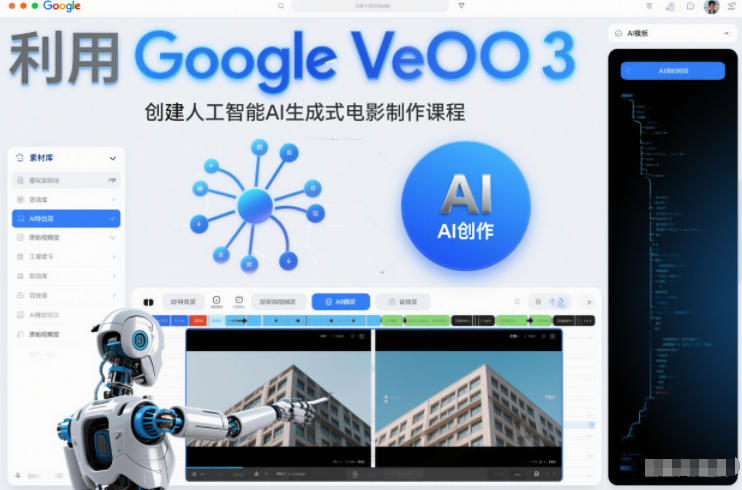 利l用Google Veo 3创建人工智能AI生成式电影制作课程，使用人工智能的力量创建令人惊叹的视频-赚赚目标云网创