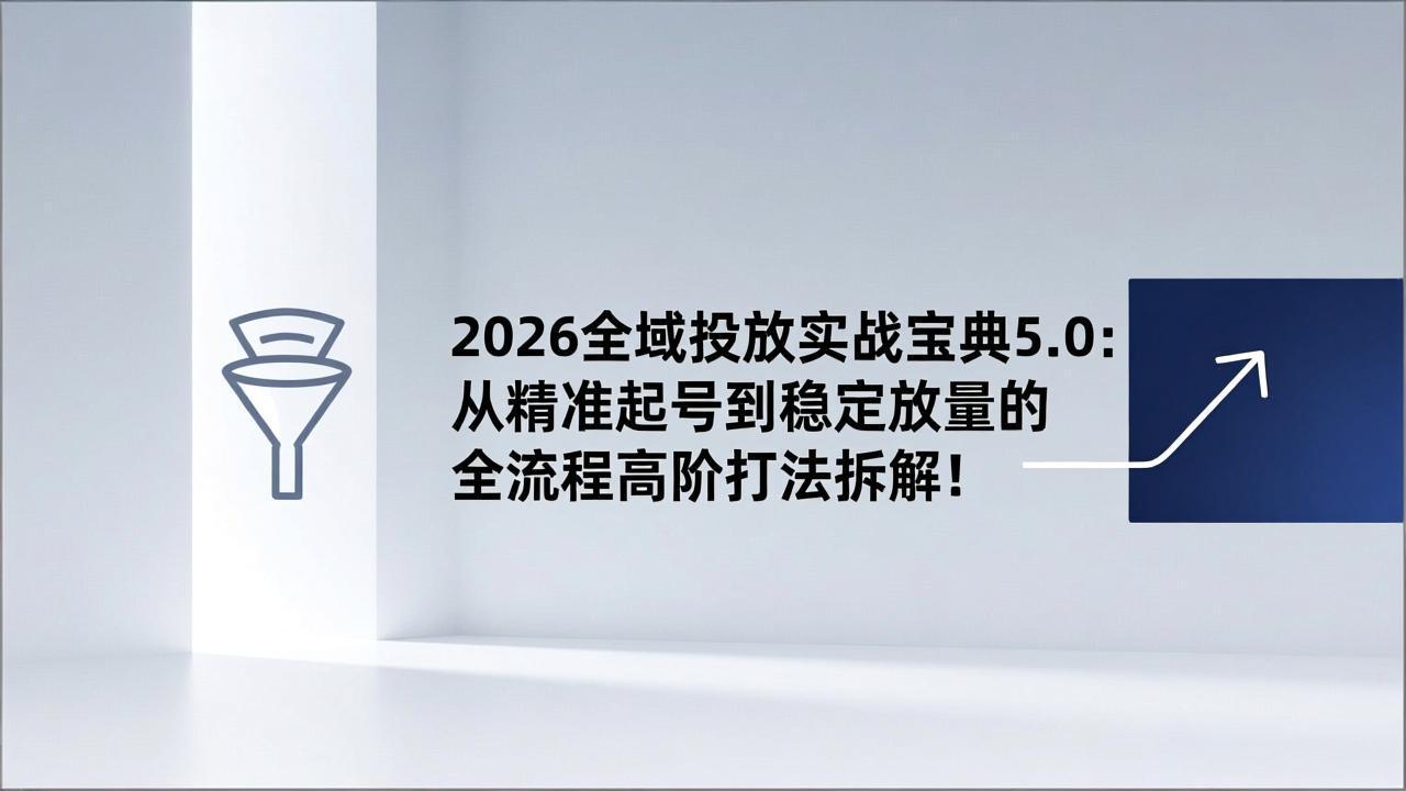 2026全域投放实战宝典5.0：从精准起号到稳定放量的全流程高阶打法拆解！-小目标云网创