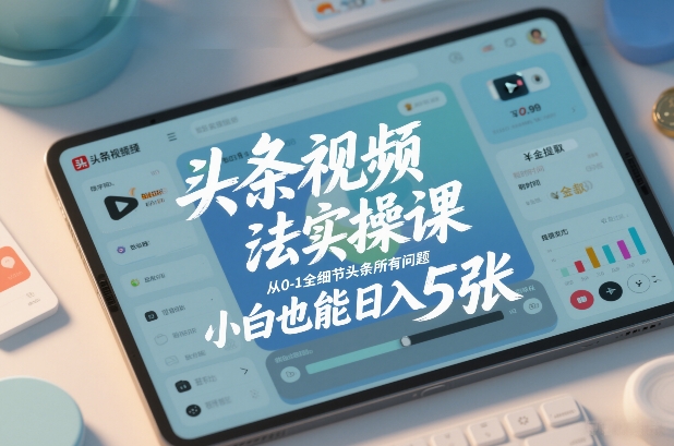 头条视频玩法实操课，从0-1全细节头条所有问题，小白也能日入5张-小目标云网创