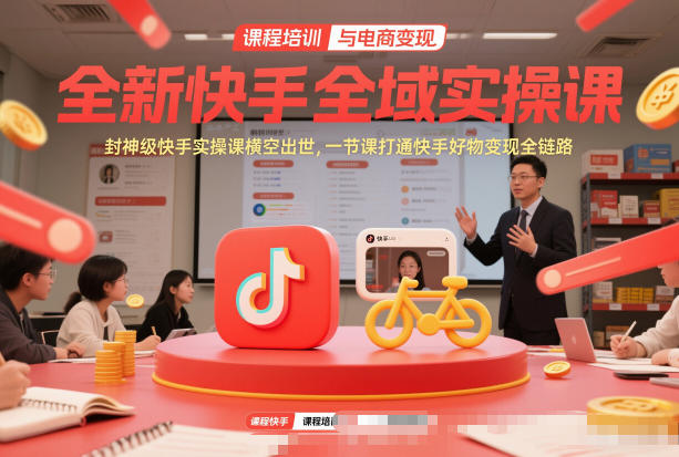 全新快手全域实操课，封神级快手实操课横空出世，一节课打通快手好物变现全链路-赚赚目标云网创