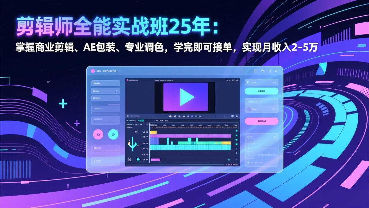 剪辑师全能实战班25年：掌握商业剪辑、AE包装、专业调色，学完即可接单，实现月收入2-5万-小目标云网创