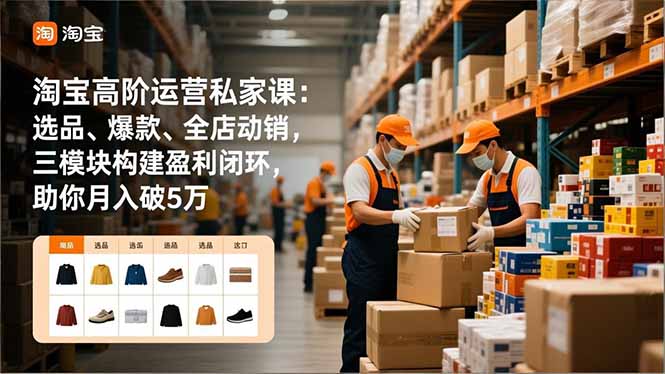 淘宝高阶运营私家课：选品、爆款、全店动销，三模块构建盈利闭环，助你月入破5万(更新12月-赚赚小目标云网创