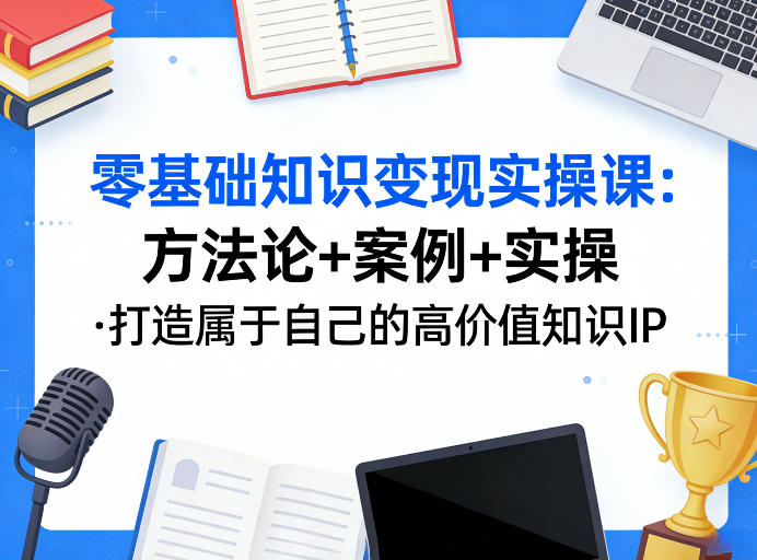 零基础知识变现实操课，方法论+案例+实操，打造属于自己的高价值知识IP-赚赚小目标云网创