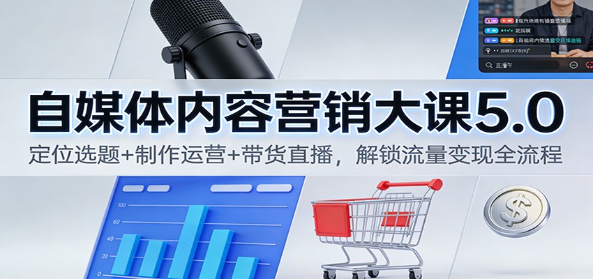 自媒体内容营销大课5.0：定位选题+制作运营+带货直播，解锁流量变现全流程-赚赚小目标云网创