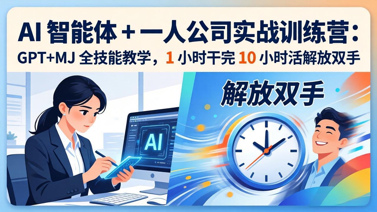 AI 智能体 + 一人公司实战训练营：GPT+MJ 全技能教学，1 小时干完 10 小时活解放双手-赚赚小目标云网创