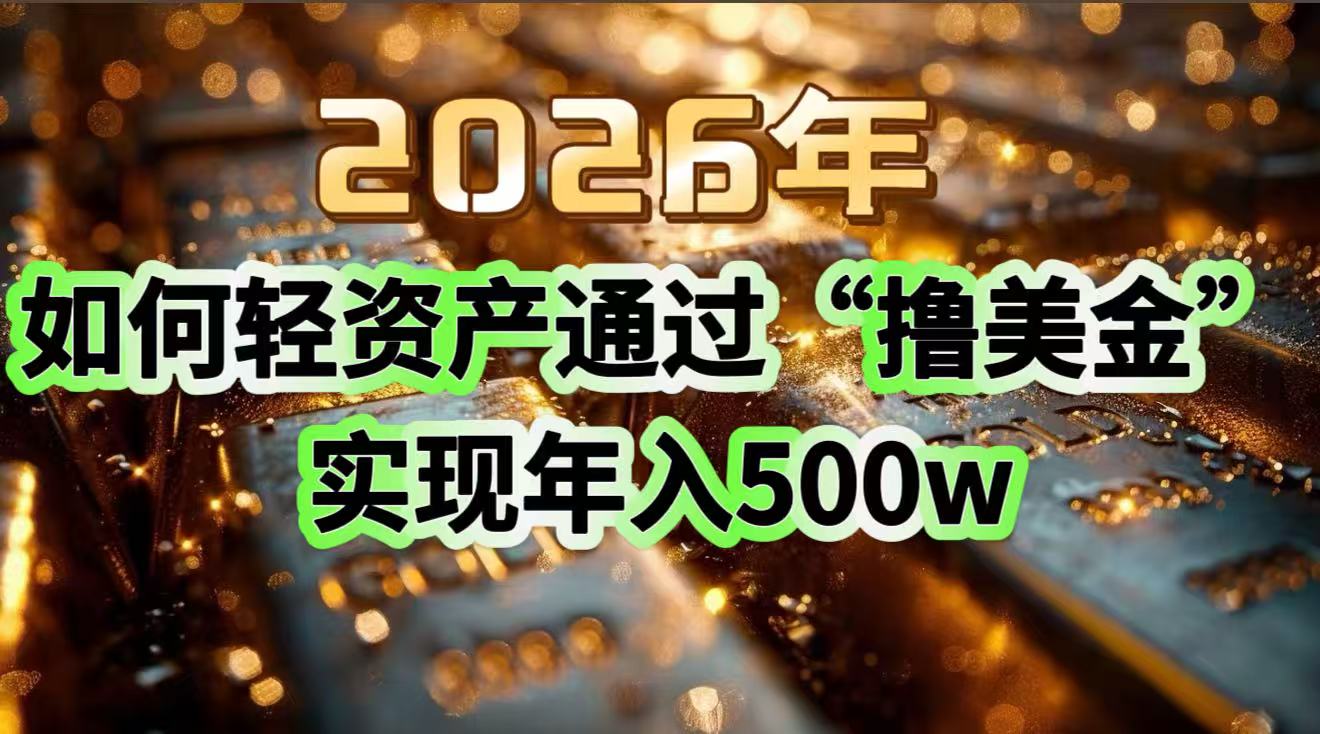 2026年如何轻资产通过“撸美金”实现年入500w-赚赚小目标云网创