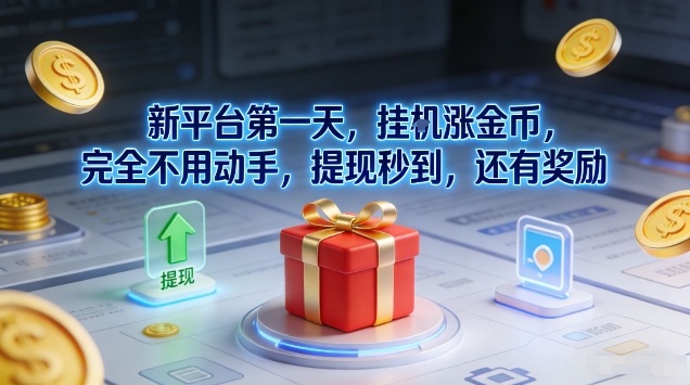 新平台第一天，挂G涨金币，完全不用动手，提现秒到，还有奖励【揭秘】-赚赚小目标云网创