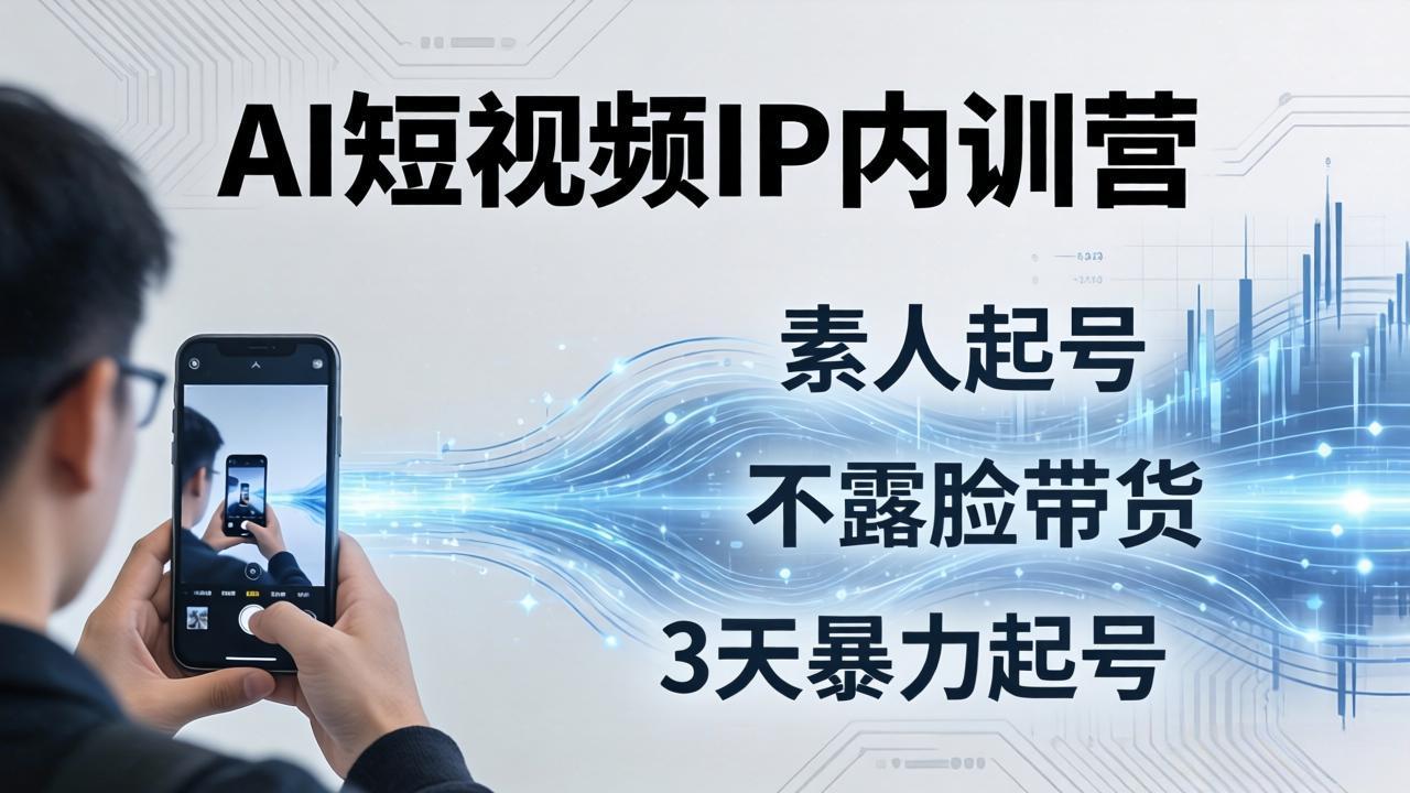 2026AI短视频IP内训营：从素人起号到不露脸带货，3天暴力起号全流程拆解-赚赚小目标云网创