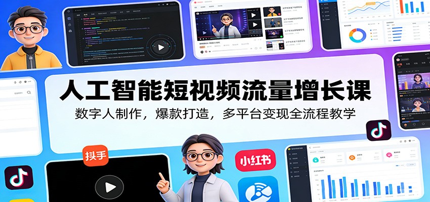 人工智能短视频流量增长课:数字人制作,爆款打造,多平台变现全流程教学-赚赚小目标云网创