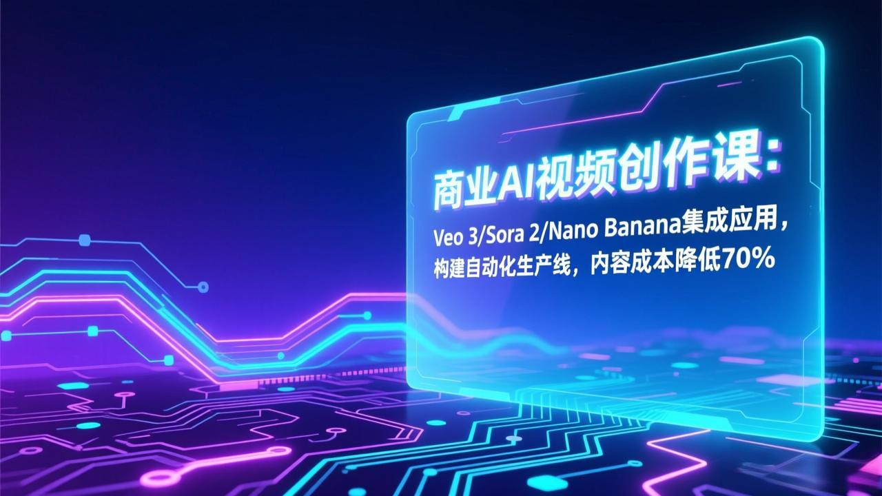 商业AI视频创作课：Veo 3/Sora 2/Nano Banana集成应用，构建自动化生产线，内容成本降低70%-小目标云网创