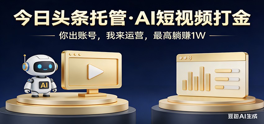 头条号AI托管，我提供作品，你提供账号，每天5分钟发布，小白躺赚3000+-赚赚小目标云网创