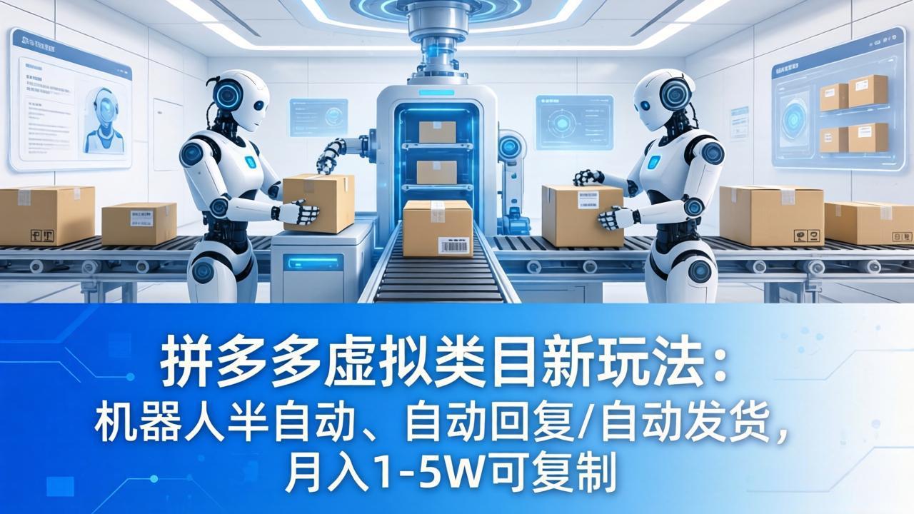 拼多多虚拟类目新玩法：机器人半自动、自动回复 /自动发货，月入 1-5W 可复制-赚赚小目标云网创