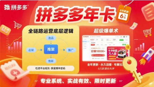拼多多年卡，拼多多全链路运营底层逻辑，超级爆单术【更新12月】-赚赚目标云网创