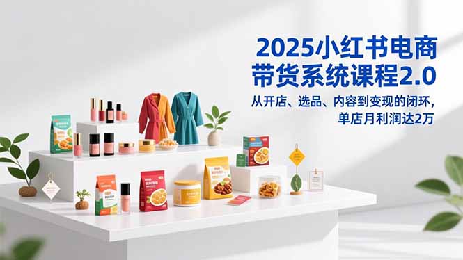 2025小红书电商带货系统课程2.0，从开店、选品、内容到变现的闭环，单店月利润达2万-赚赚小目标云网创