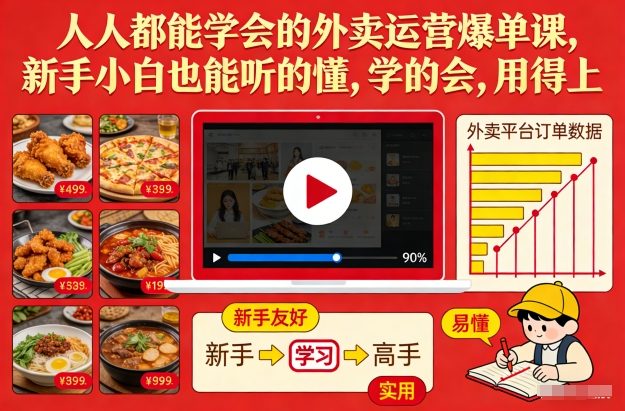 人人都能学会的外卖运营爆单课，新手小白也能听的懂，学的会，用得上-赚赚小目标云网赚