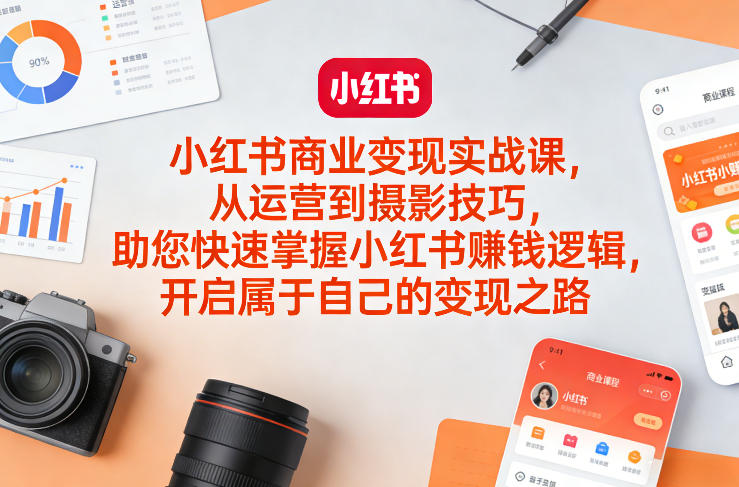 小红书商业变现实战课，从运营到摄影技巧，助您快速掌握小红书賺钱逻辑，开启属于自己的变现之路-赚赚小目标云网创