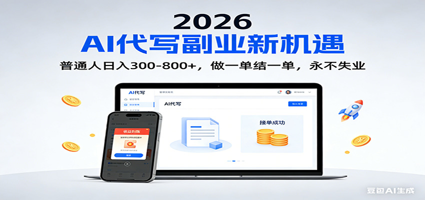 2026 副业首选！AI 代写日入 300-800，普通人0门槛，做一单结一单！-赚赚小目标云网创