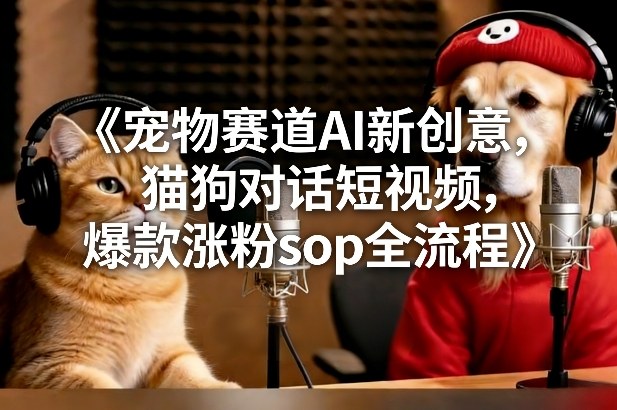 宠物赛道AI新创意，猫狗对话短视频，爆款涨粉sop全流程-小目标云网创