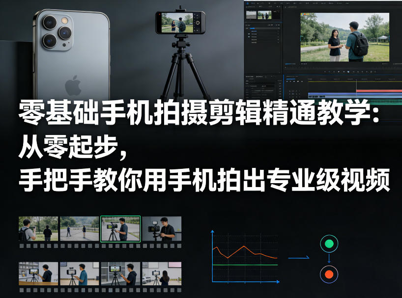 零基础手机拍摄剪辑精通教学：从零起步，手把手教你用手机拍出专业级视频-赚赚小目标云网创