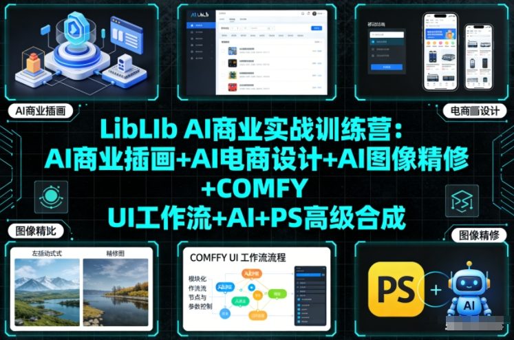 LibLIb AI商业实战训练营：AI商业插画+AI电商设计+AI图像精修+COMFY UI工作流+AI+PS高级合成-赚赚小目标云网赚