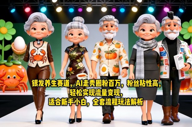 银发养生赛道，AI走秀圈粉百万，粉丝粘性高，轻松实现流量变现，适合新手小白，全套流程玩法解析-赚赚小目标云网创