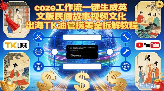 Coze扣子工作流一键生成英文版民间故事视频，文化出海TK油管捞美金拆解教程-赚赚小目标云网创