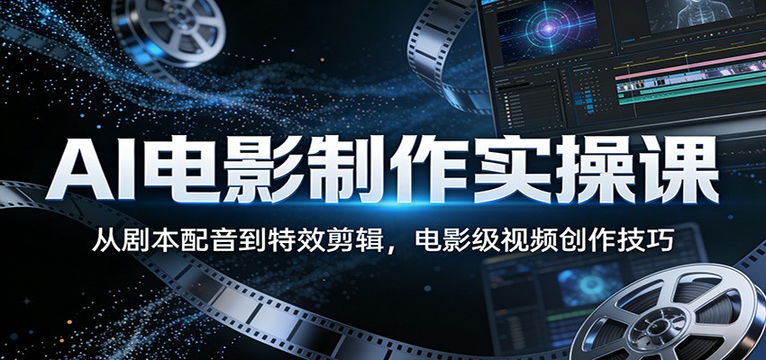 AI电影制作实操课：从剧本配音到特效剪辑，电影级视频创作技巧-赚赚小目标云网创