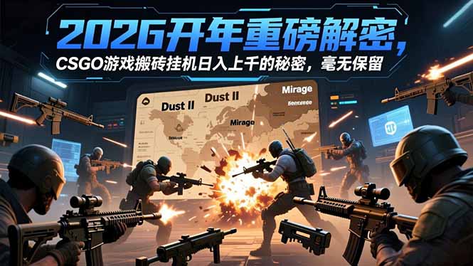 2026开年重磅解密，CSGO游戏搬砖挂机日入上千的秘密，毫无保留-赚赚目标云网创