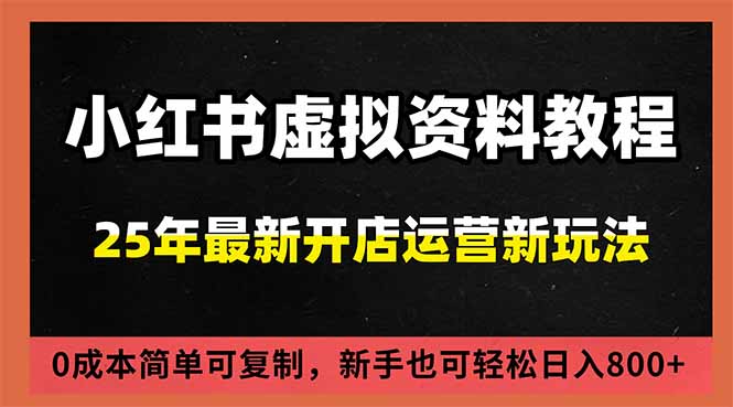 小红书虚拟资料项目：最新搜索流变现玩法，0成本简单可复制，一人多店打法，新手日入800+-赚赚小目标云网赚