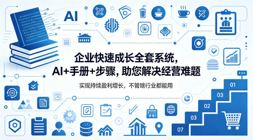 企业快速成长全套系统，AI+手册+步骤，助您解决经营难题，实现持续盈利增长，不管啥行业都能用-赚赚小目标云网创
