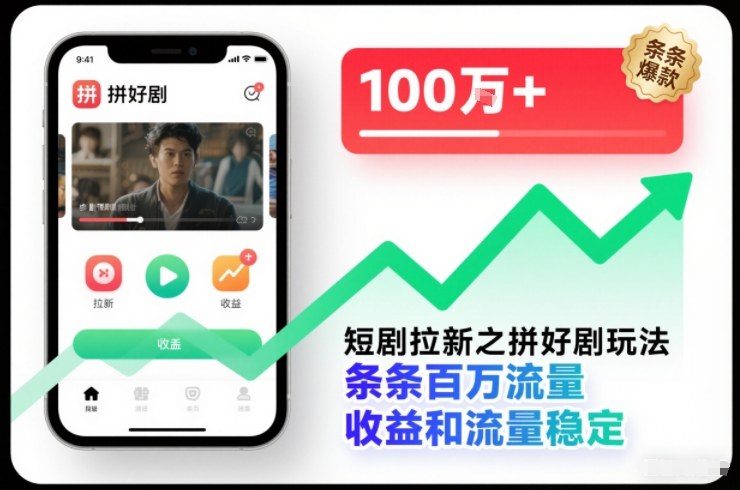 短剧拉新之拼好剧玩法，条条百万流量，收益和流量稳定-小目标云网创