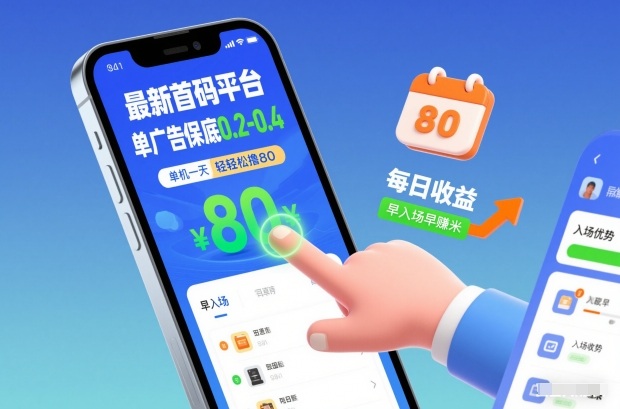 最新首码平台，单广告保底0.2-0.4，单机一天轻松撸80，早入场早賺米【揭秘】-赚赚目标云网创