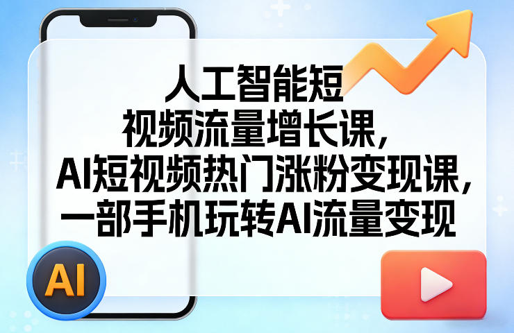 人工智能短视频流量增长课，AI短视频热门涨粉变现课，一部手机玩转AI流量变现-赚赚小目标云网创